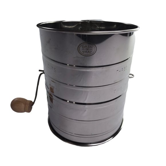 New Metal Flour Sifter Hand Crank.  Brand: Dash of That.  3 Cup Sifter Wire Mesh - Picture 6 of 8